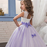 Kid Girl Princess Bow-tie Wedding Dress Lace Flower Dresses