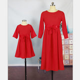 Family Matching Parent-child Spring Slim Pure Color Velvet Dresses