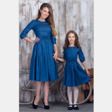 Family Matching Parent-child Spring Slim Pure Color Velvet Dresses