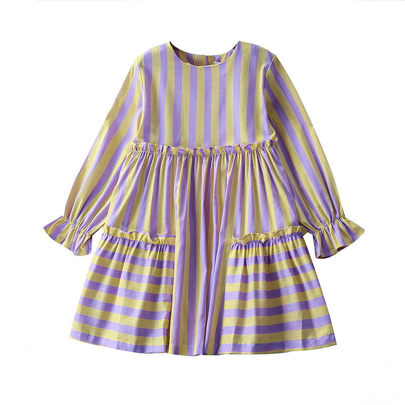 Kid Girl Fashion Striped Middle-aged Casual Dress