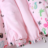 Kid Girls Print Hoodie Zipper Top Cartoon Flamingo Spring Autumn Coats