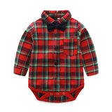 Baby Boy Set suits Red Plaid Long-sleeved Christmas 2 Pcs