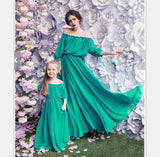 Family Matching Chiffon Puff Sleeve Parent-child Dress