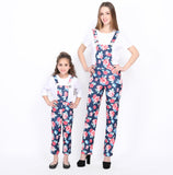 Family Spring Parent-child One-piece Printed Overalls Pants Dress