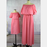 Family Matching Chiffon Puff Sleeve Parent-child Dress