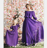 Family Matching Chiffon Puff Sleeve Parent-child Dress