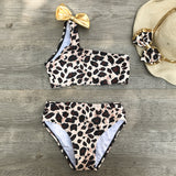 Kid Baby Girl Leopard-print Bikini Three-piece Swimsuit