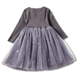 Baby Girl Princess Pentagram Mesh Long-sleeved Dress