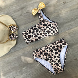 Kid Baby Girl Leopard-print Bikini Three-piece Swimsuit