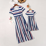 Family Matching Mother-daughter Dress Spring Stripe Stitching Dress