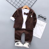 Kid Baby Boys Suit Spring Plaid Wedding 3 Pcs Sets