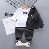 Kid Baby Boys Suit Spring Plaid Wedding 3 Pcs Sets