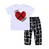 Boys Sets Outfit Love Heart Valentine Plaid 2 Pcs