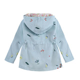 Kid Baby Girls Zippered Embroidered Hooded Jacket Casual Coats