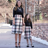 Family Matching Parent-child Autumn Fashion Plaid Long Dresses