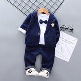 Kid Baby Boys Suit Spring Plaid Wedding 3 Pcs Sets