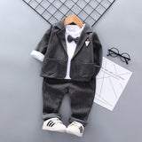 Kid Baby Boys Suit Spring Plaid Wedding 3 Pcs Sets