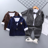 Kid Baby Boys Suit Spring Plaid Wedding 3 Pcs Sets