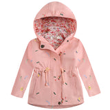 Kid Baby Girls Zippered Embroidered Hooded Jacket Casual Coats