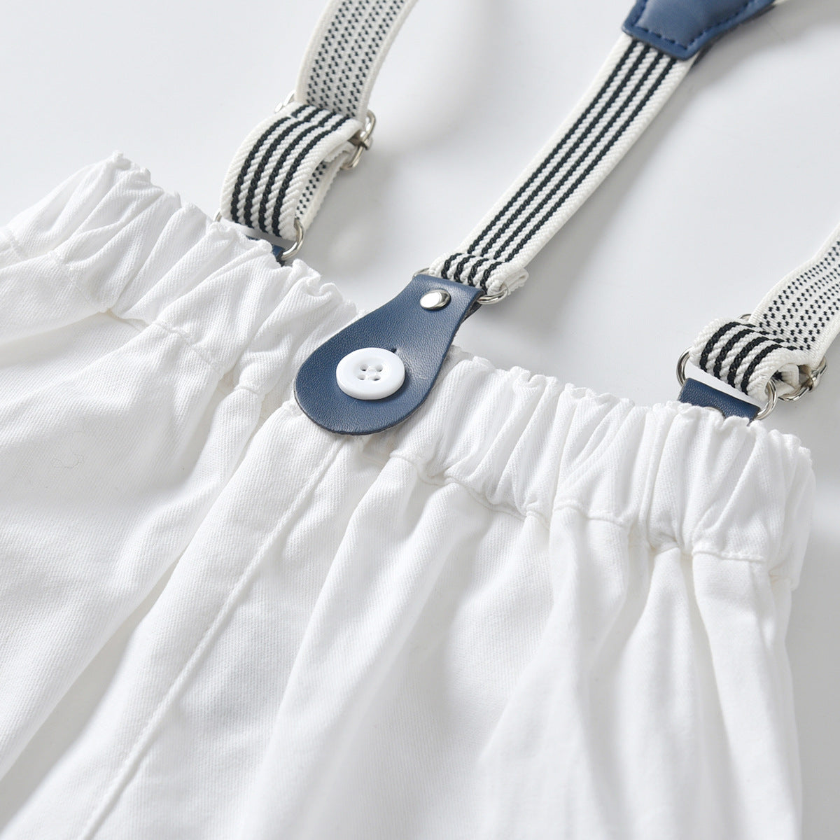 Baby Boy Gentleman Suit Short Sleeve Plaid Suspenders Suit 4 Pcs Sets