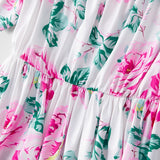 Family Matching Mother-daughter One-shoulder Printed Flounce Spring Dresses