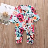 Girls Floral One-piece Suit Lace Long-sleeved Romper