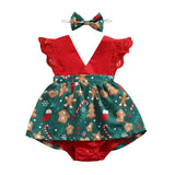 Baby Girl Christmas Lace Sleeveless V-Neck Romper Dress