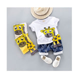 Boy Summer Short Sleeve Cartoon Giraffe Fashionable 2 Pcs Set