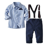 Striped Long-sleeved Lined Babe Boy Set Formal 2 Pcs Suits