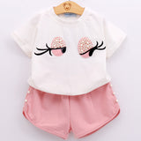 Kid Baby Girl Suit Cartoon Short Sleeve Shorts 2 Pcs Sets