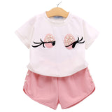 Kid Baby Girl Suit Cartoon Short Sleeve Shorts 2 Pcs Sets