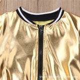 Kid Baby Boys Suit Stand-up Collar Zipper Metallic 2 Pcs Sets