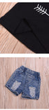 Kid Baby Boys Fashion Suit Sleeveless Denim Shorts 2 Pcs Sets