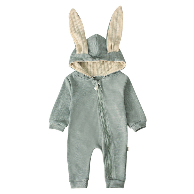 Baby Girl Crawl Suit Hooded Long Sleeve Rabbit Ears Spring Easter Rompers