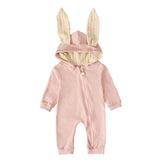 Baby Girl Crawl Suit Hooded Long Sleeve Rabbit Ears Spring Easter Rompers