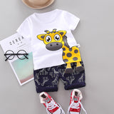 Boy Summer Short Sleeve Cartoon Giraffe Fashionable 2 Pcs Set