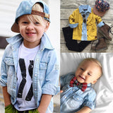 Kid Baby Girl Boy Long Sleeve Lapels Denim Shirt Blouses