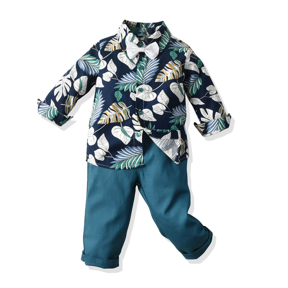 Beach Holiday Wind Bibs Baby Boy Set 2 Pcs Formal Suits