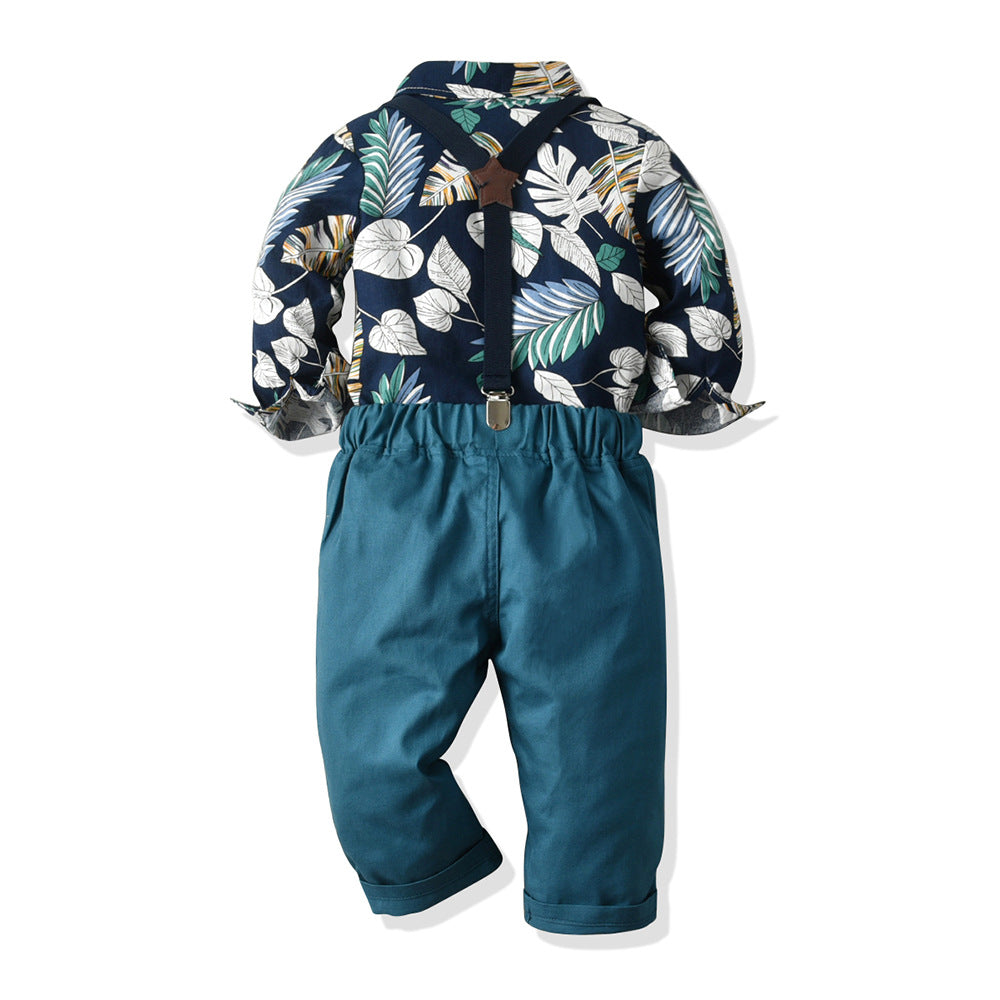 Beach Holiday Wind Bibs Baby Boy Set 2 Pcs Formal Suits