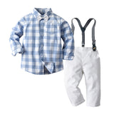 Autumn Cotton Plaid Long Sleeves Baby Boy Set 2 Pcs Formal Christmas Suits