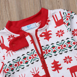 Baby Boy Girl Christmas Elk Red One-piece Rompers