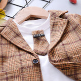 Boy Suit Autumn Plaid Long Sleeves Fashion 3 Pcs Set