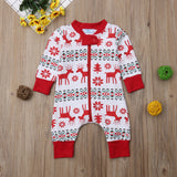 Baby Boy Girl Christmas Elk Red One-piece Rompers