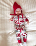 Baby Boy Girl Christmas Elk Red One-piece Rompers