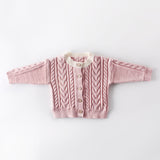 Baby Girl Sweater Knitted Twisted Plus Fleece Cardigan