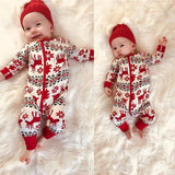 Baby Boy Girl Christmas Elk Red One-piece Rompers