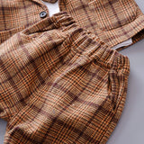 Boy Suit Autumn Plaid Long Sleeves Fashion 3 Pcs Set