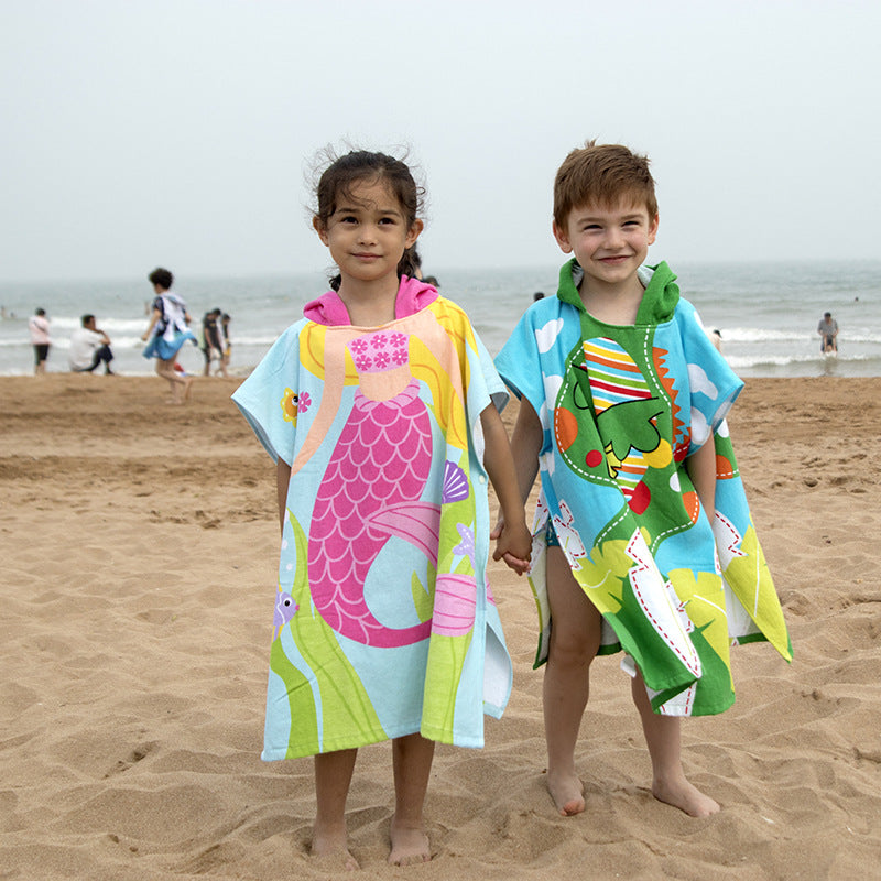 Kid Baby Toddlers Cotton Beach Towel Multi-use Swim Poncho Bathrobe Pajamas 2-7 Years