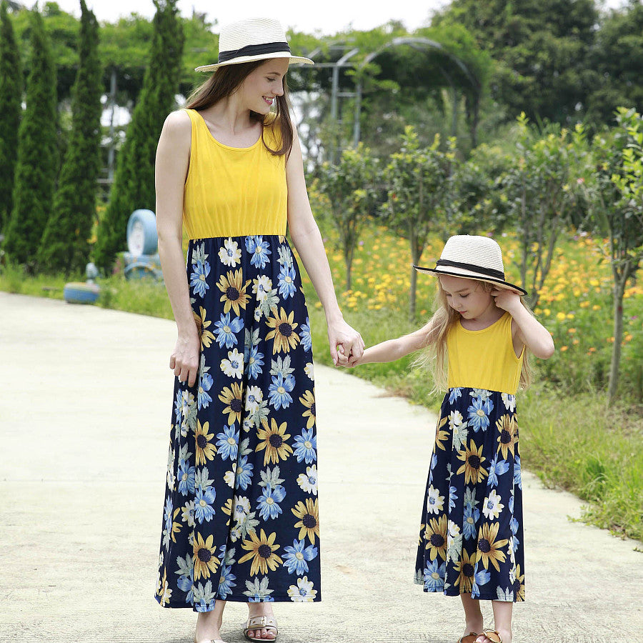 Family Matching Parent-child Mother-daughter Patchwork Dress