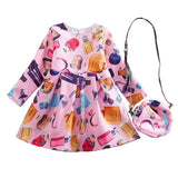 Kid Baby Girl Perfume Printed Flower Dress  2 Pcs